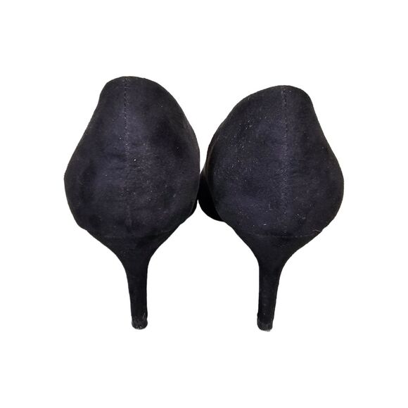 H&M Women's Black Faux Suede Leather Pointed Toe Classic Kitten Pumps Heels 38 - Picture 4 of 16